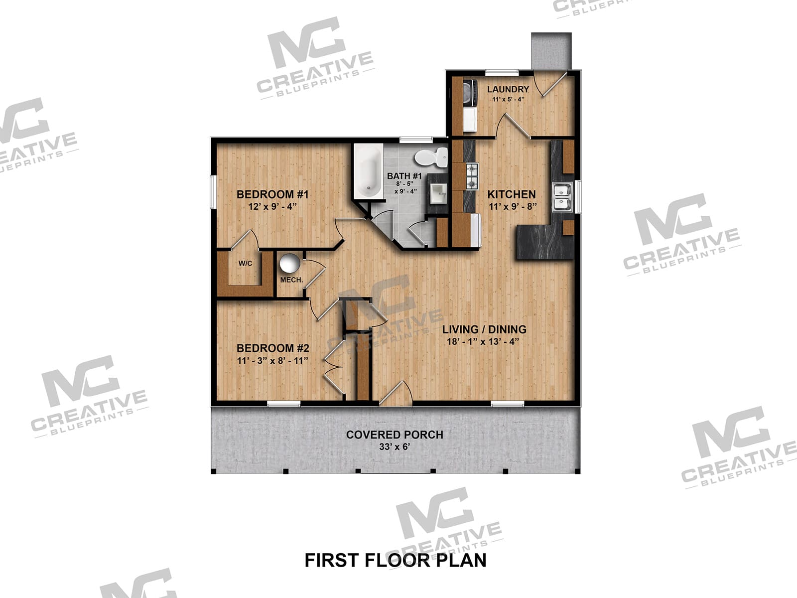 The Oaklands 1st Floor Plan Slab on Grade