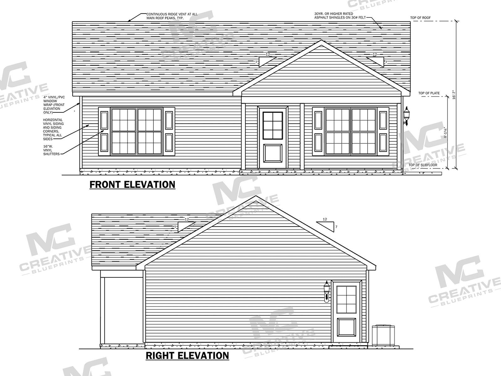 The Magnolia Slab on Grade Elevation 1