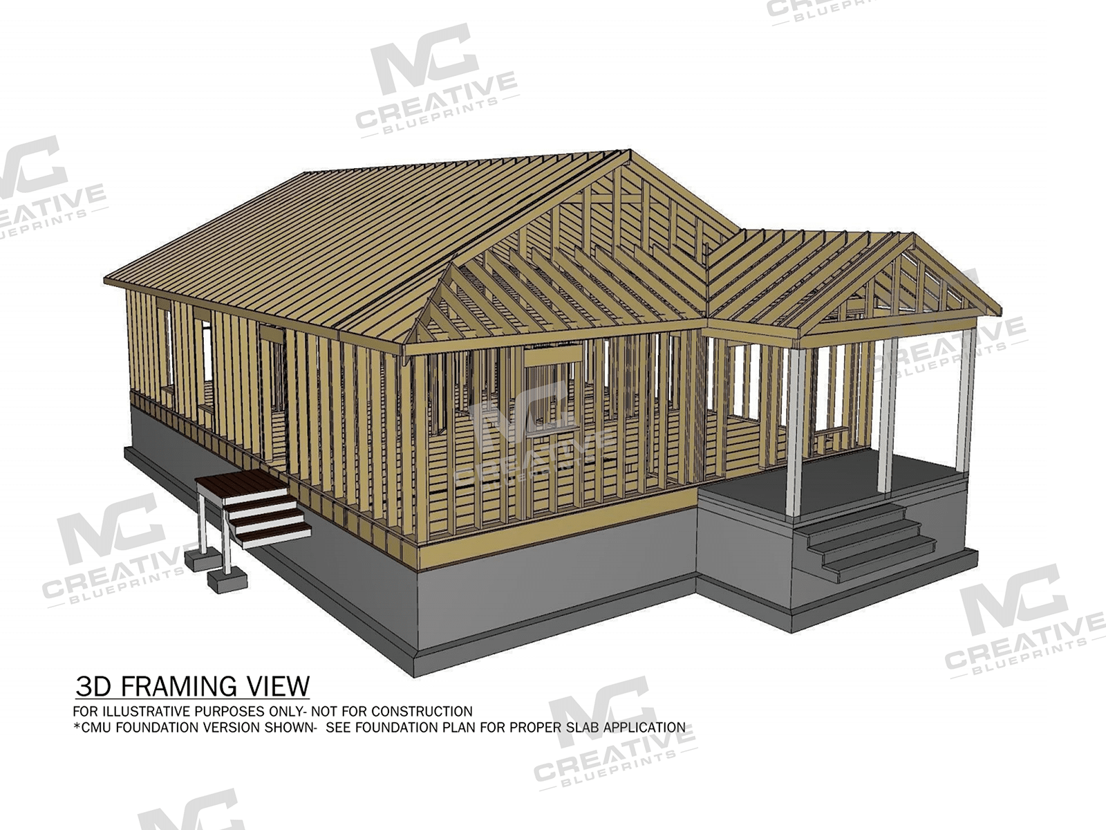The Mapleview Slab on Grade Flipped 3D Framing