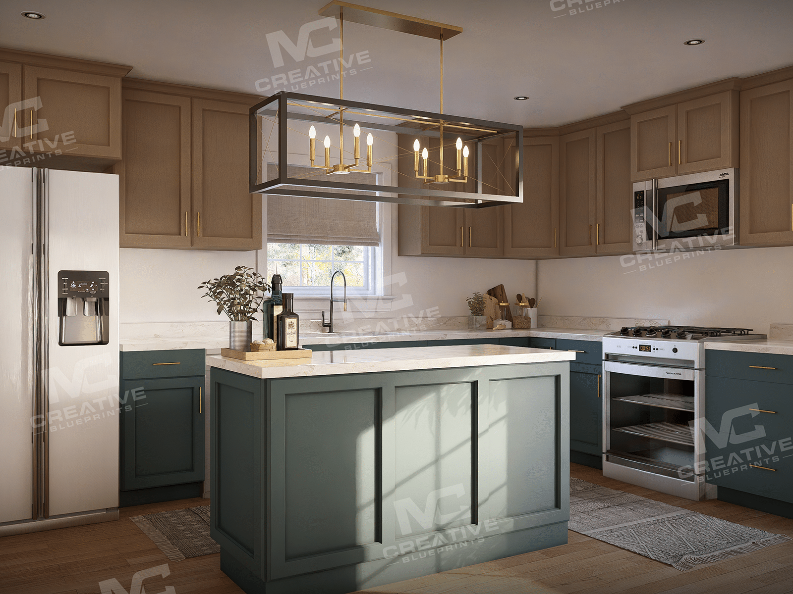 The Mapleview Slab on Grade Flipped Kitchen