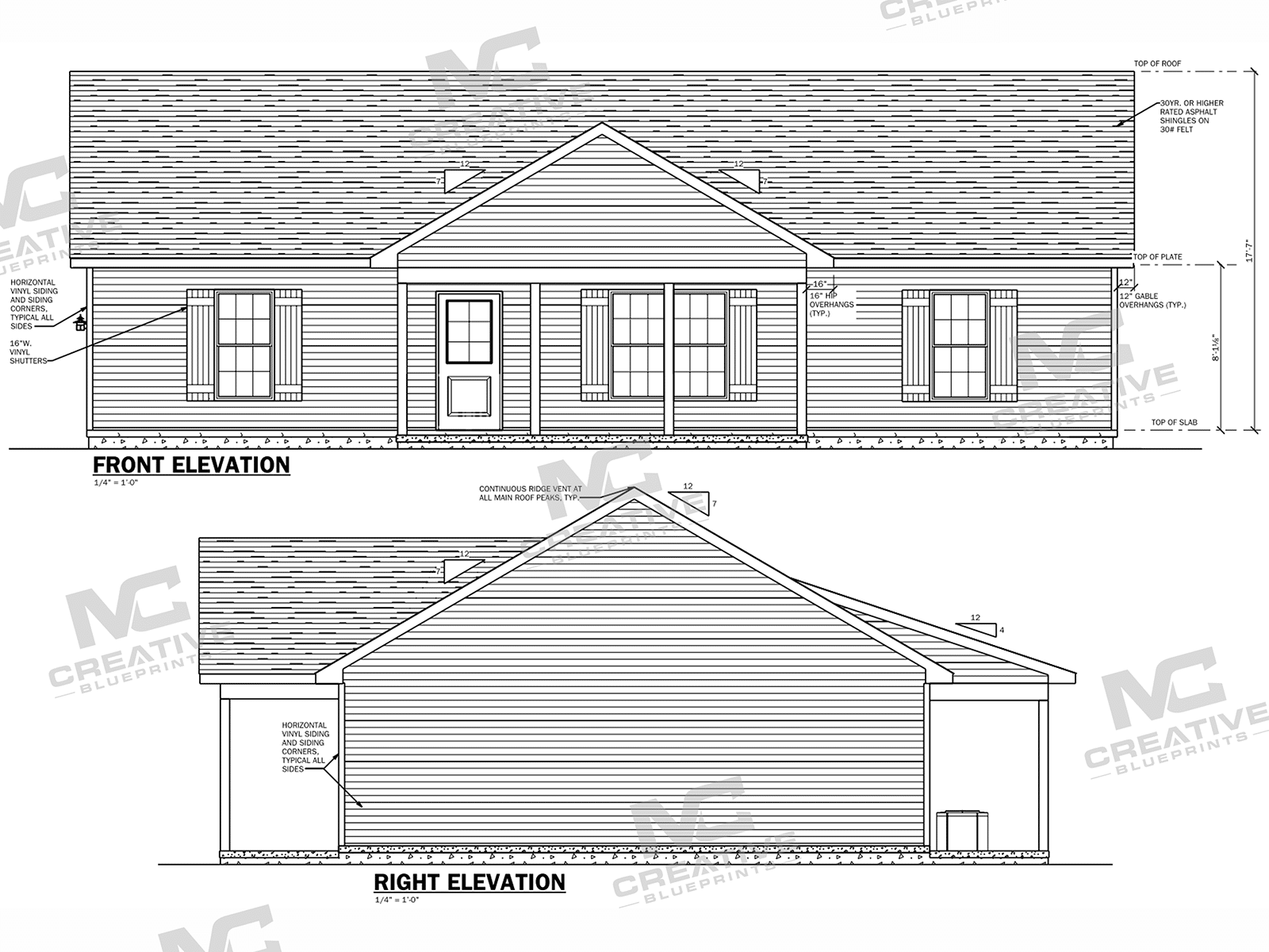The Pinebark Slab on Grade Elevation 1
