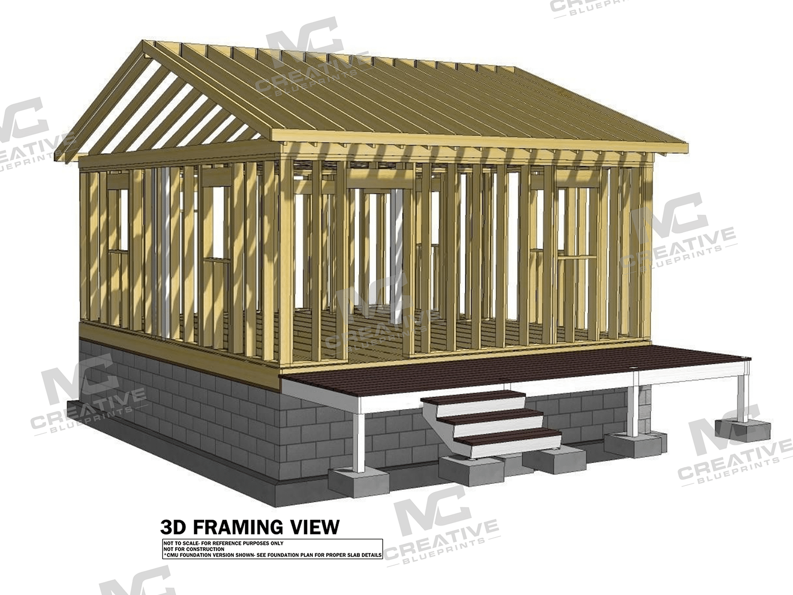The Willow Roost Slab on Grade Flipped 3D Frame