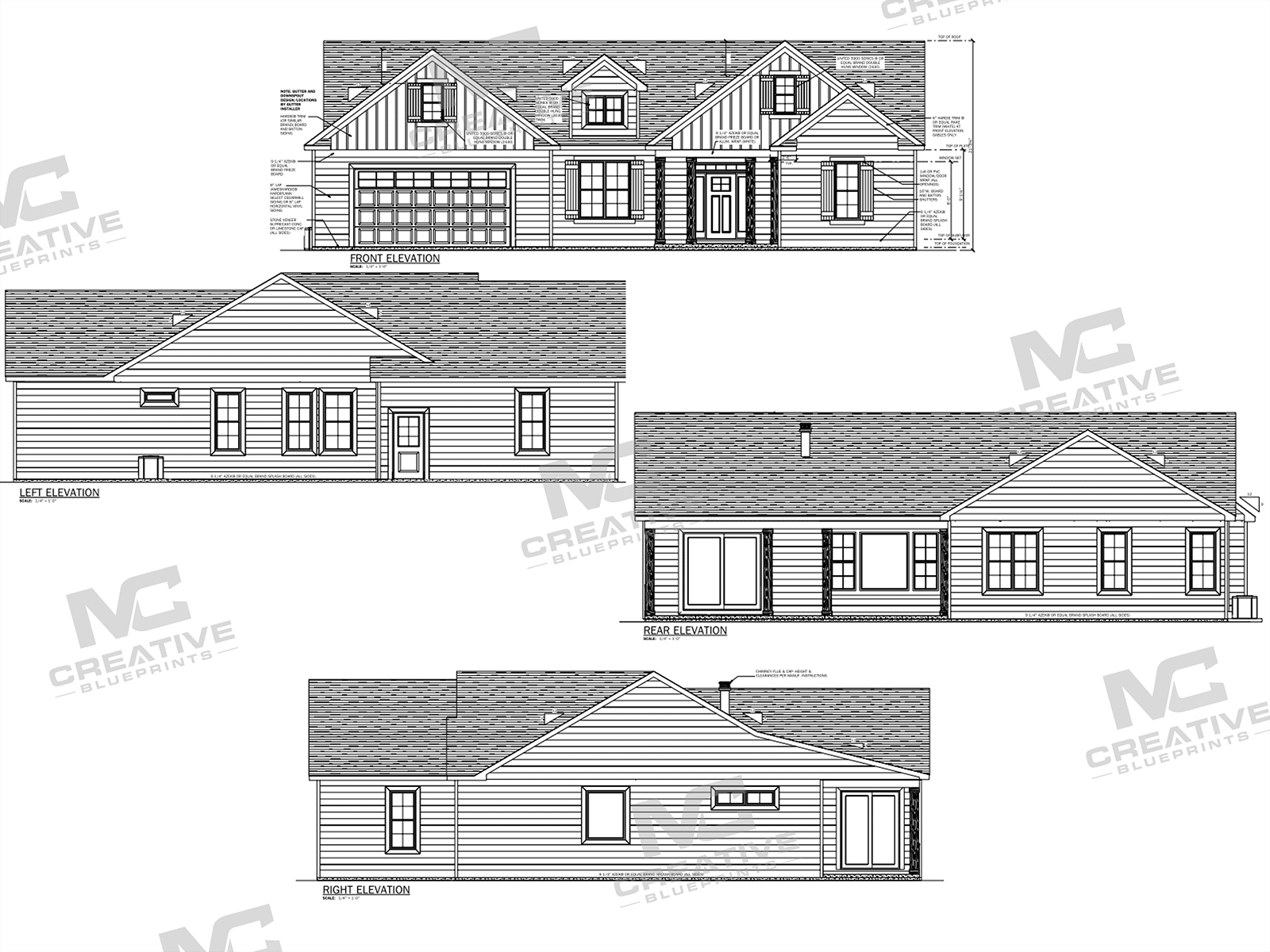 The Sycamore Slab on Grade Flipped Elevations